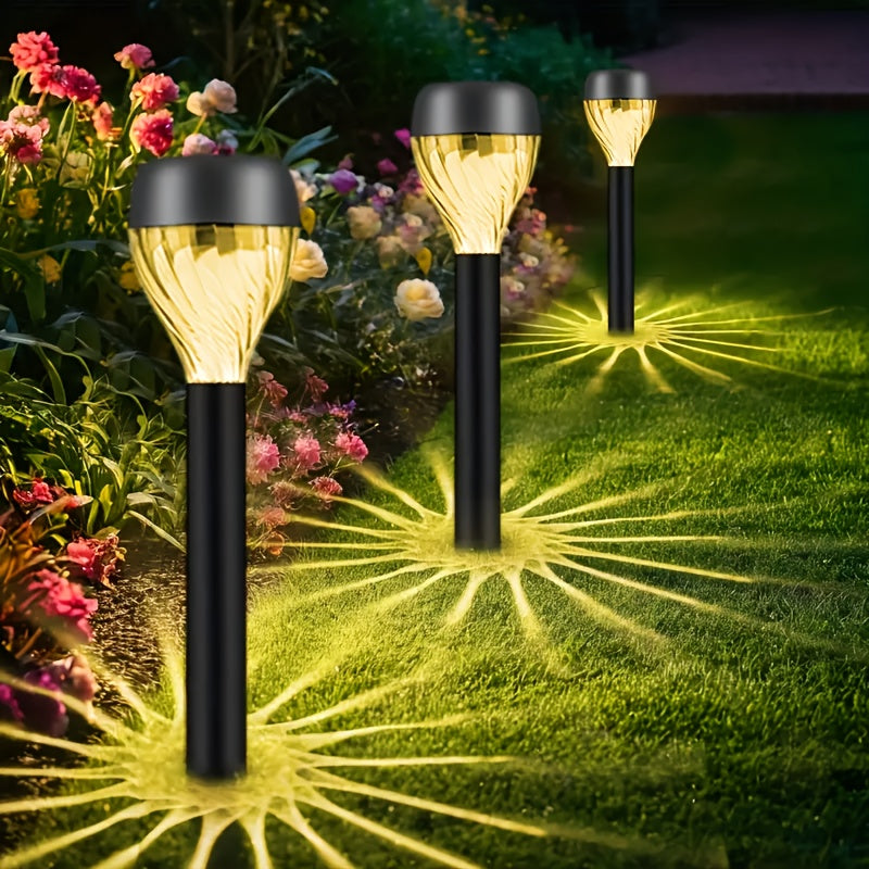 10 Piezas de Luces Solares para Tierra con Tubo Plástico, Iluminación Exterior Adecuadas para Jardín, Patio y Césped