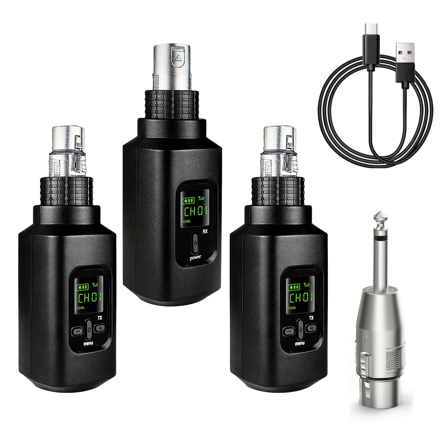 Sistema de Micrófono Inalámbrico 2.4 GHz con Enrutador y Receptor XLR para Micrófonos Dinámicos, Mezcladora y Sistemas de Sonorización, Conexión de 2 Emisores para Transmisión Sincronizada