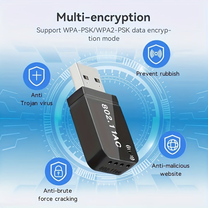 Adaptador sin varillas USB de 1300Mbps para PC, Tarjeta WiFi Dual-Band 2.4GHz/5.8GHz con Soporte 802.11ax, Cobertura Mejorada y Rendimiento Penetrante, Ideal para Streaming HD y Juegos; Compatible con Windows 7/8.1/10/11