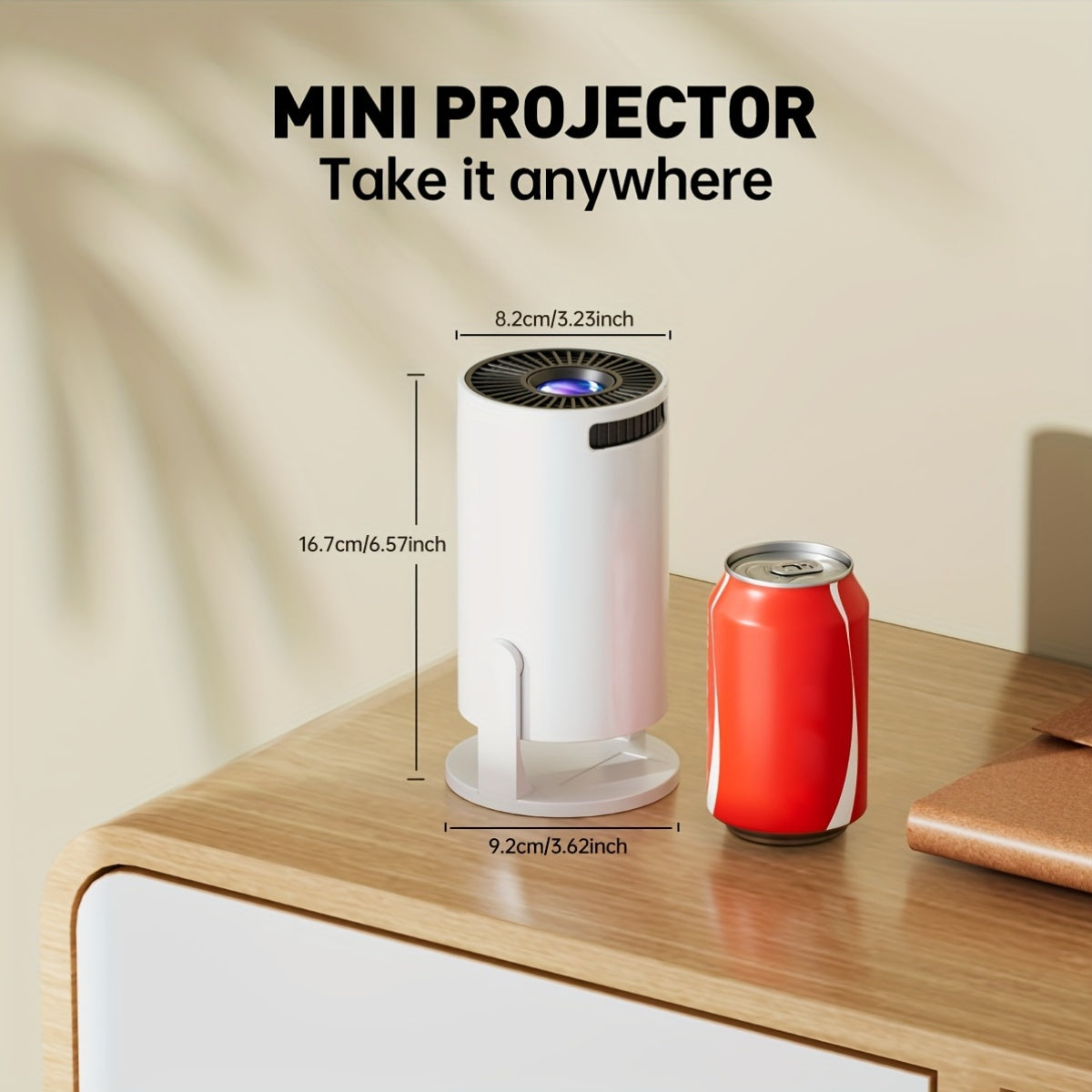Proyector portátil mini - Enchufe de EE. UU., Proyector de cine en casa LED, Soporta 1080P, Compatible con teléfonos inteligentes/tabletas/ordenadores portátiles/pinzas de TV/discos USB, Ángulo de proyección ajustable de 180°
