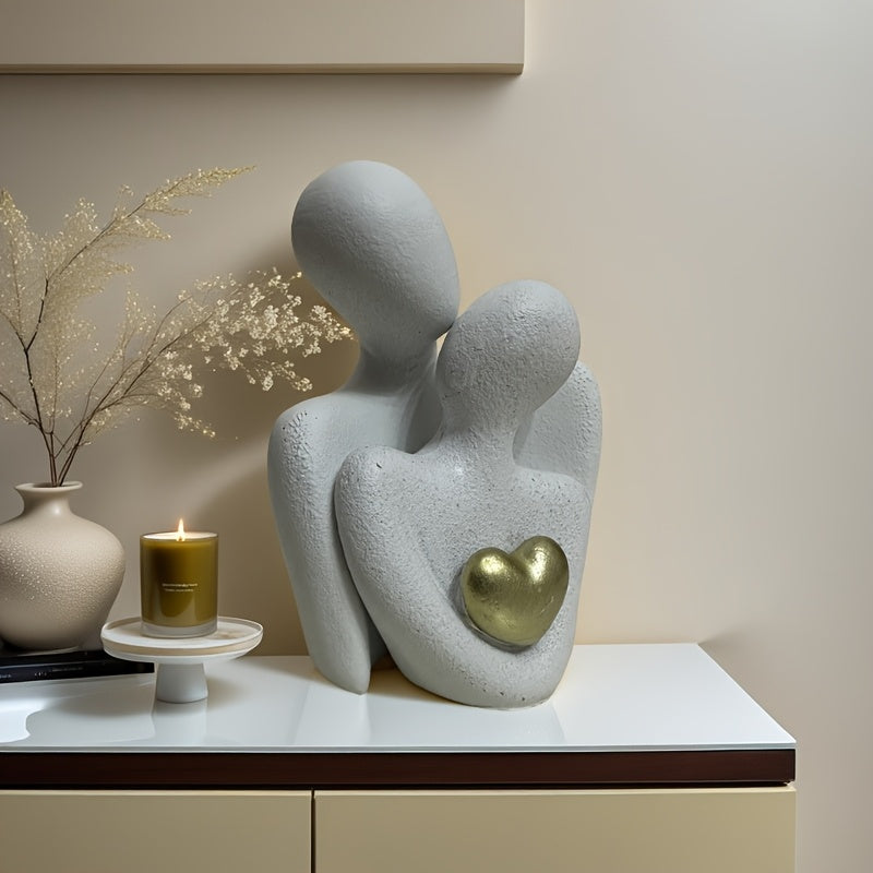 2 piezas de decoración para el hogar en resina para parejas, adornos modernos y minimalistas para estanterías, hechos a mano, diseño de estatuas, regalos hermosos para el amor