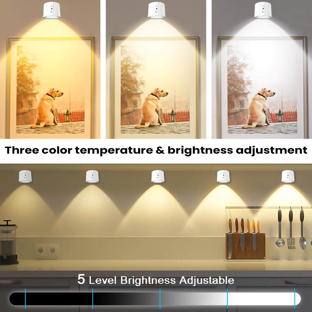 Lámpara de pared LED con control táctil moderno, carga USB, ajustes de temperatura de color 3, rotación de 360°, base magnética, control remoto para una fácil operación - Ideal para dormitorio, sala de estar y estudio, iluminación de estudio | Lámpara de