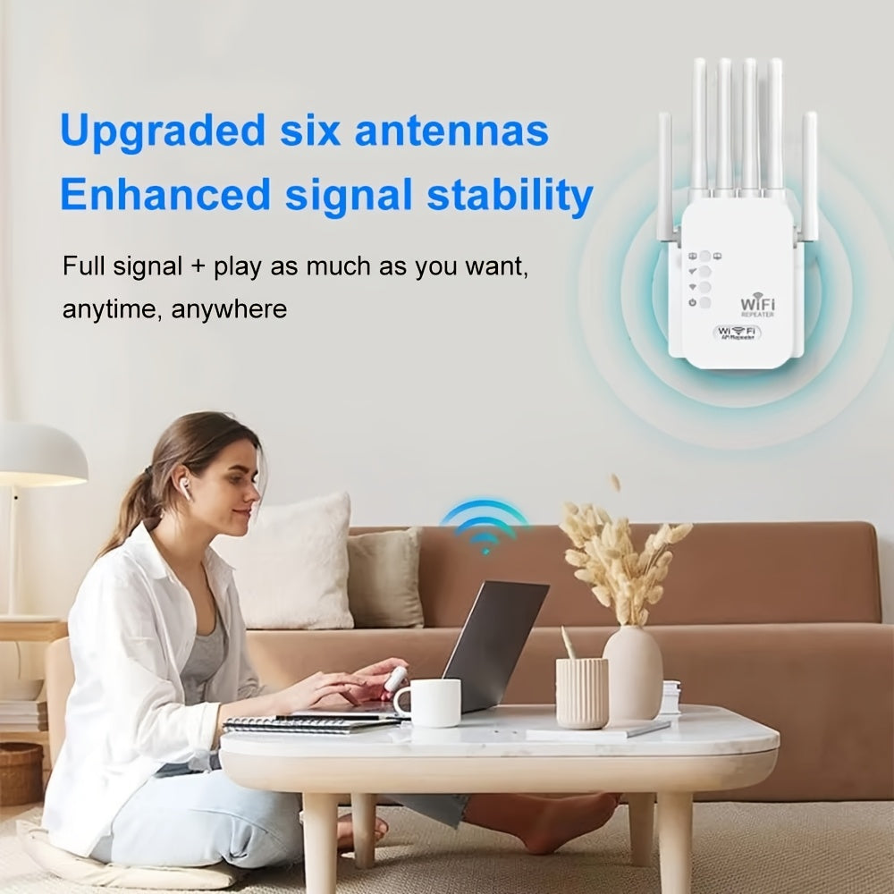 Repetidor de señal Wi-Fi momotor, potenciador de red doméstica, compatible con sistema WIFI6, plug and play, soporta 2.4GHz, sistema de 6 antenas, cobertura estable en toda la casa, fácil expansión WiFi, ideal para oficinas y bibliotecas