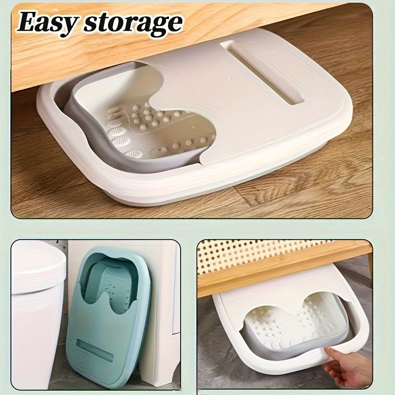 Baño de pies plegable de Puerto Rico, plástico resistente, diseño portátil para uso en casa y dormitorio, ahorro de espacio, no requiere electricidad, incluye accesorios, sin alcohol, ideal para relajación y descanso, solución para sumergir los pies | Ba