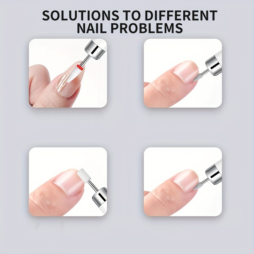 Limpiador de Uñas Eléctrico, Taladro de Uñas Inalámbrico Profesional con 6 Velocidades para Acrílico y Gel, Set Portátil con Base Recargable, Pulidora Electrónica para Salón o Hogar
