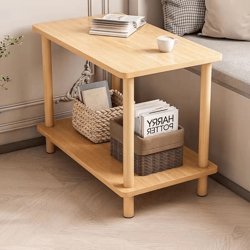 Mesita de Madera Blanca de 2 Niveles con Panel de Corcho en la Parte Superior - Diseño Ahorra-Espacio, Mesa de Noche Multifuncional para Sala de Estar, Dormitorio o Balcón, Estante de Almacenamiento Espacioso, Fácil Montaje