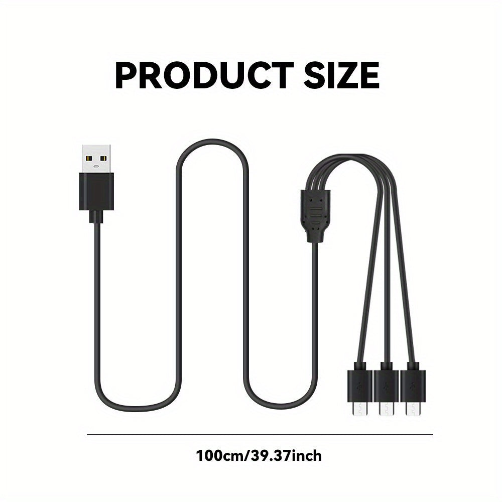 Cable de Datos Cargador 3-en-1, USB A a Tipo-C 3 Multifuncional, Compatible con Teléfonos Móviles/Android y Más