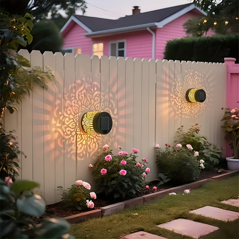 2 Piezas de Luces Solares FACHOI para Exteriores, IP65 Impermeables con Encendido/Apagado Automático, Diseños Arquitectónicos Vintage Modernos, LED Amarillo Cálido para Jardín, Patio, Balcón, Villa y Puerta - Iluminación Energaeficiente para Paisajes, In