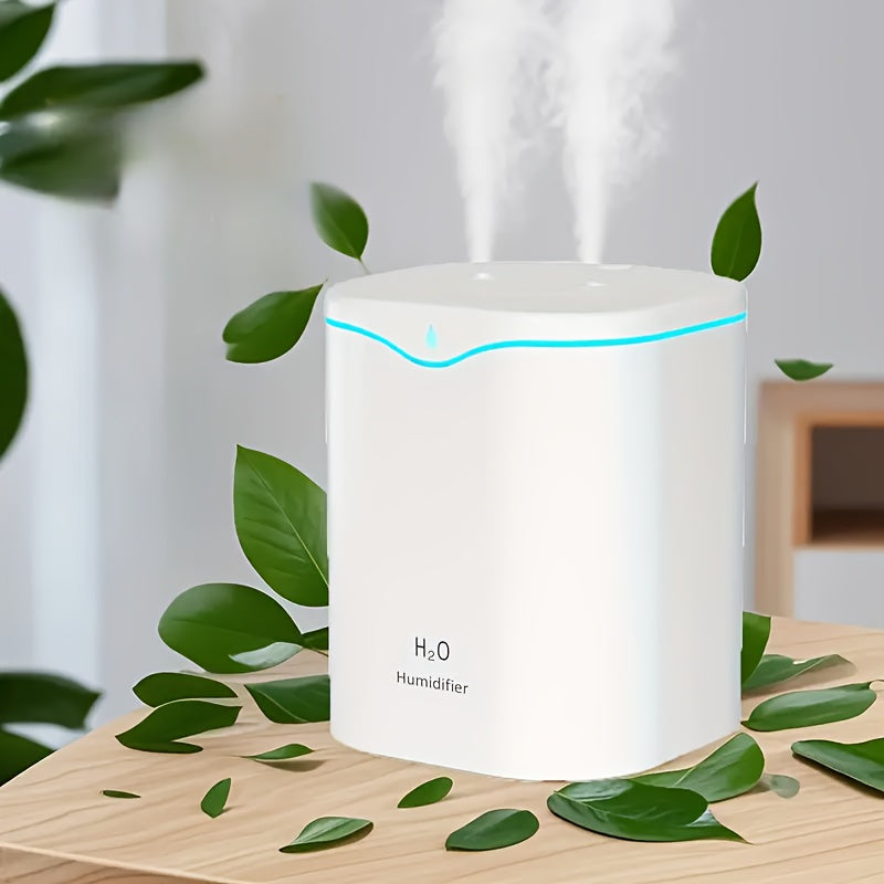 1 pieza, humidificador de niebla de gran capacidad de 2 litros, 67,63 onzas, portátil, humidificador de niebla dual de 2 litros para interiores, USB, difusor de aire con tecnología sonora, humidificador de aromaterapia, no requiere baterías, alimentado p