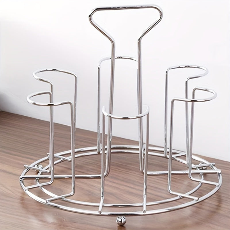 Soporte para tazas de acero inoxidable con base alta, elegante porta vasos de metal, escurridor para mostrador de cocina, organizador de tazas