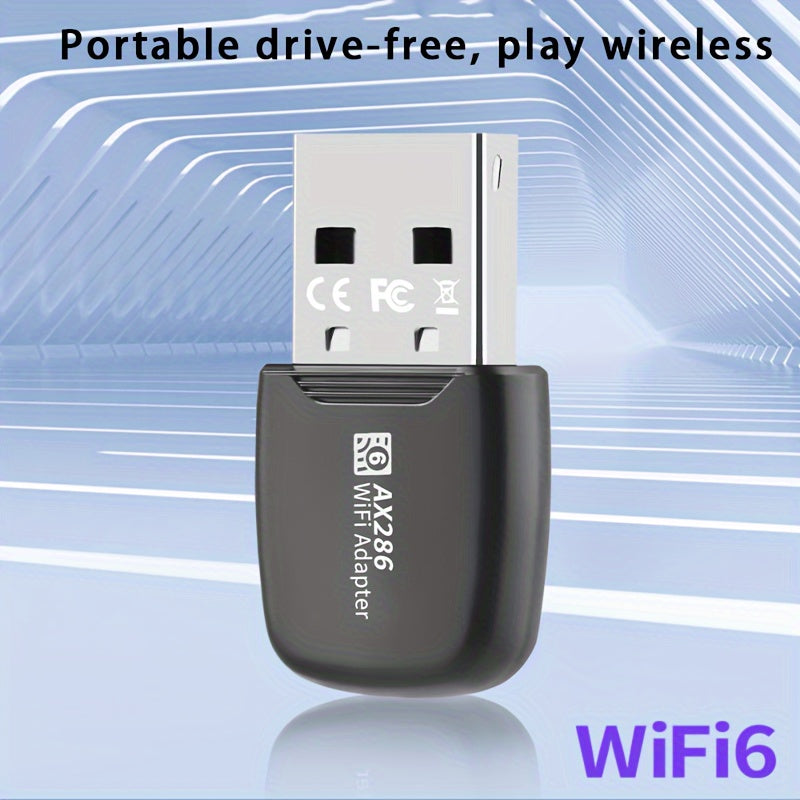 Adaptador sin varillas WiFi6 USB de 286Mbps, Tarjeta LAN inalámbrica para escritorio y portátil, 2.4 GHz, compatible con el protocolo sin varillas 802.11ax, mejor transmisión y cobertura, mayor rendimiento a través del muro, solo compatible con Windows/7