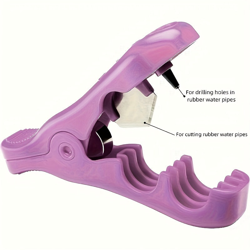 Cortador y punzón de tubería de riego por goteo 2 en 1 - Mango ergonómico morado, diseño pre-perforado para una instalación fácil, compatible con estándares de EE. UU./UE, plástico duradero para sistemas nuevos y viejos, profesionales de paisajismo, herr