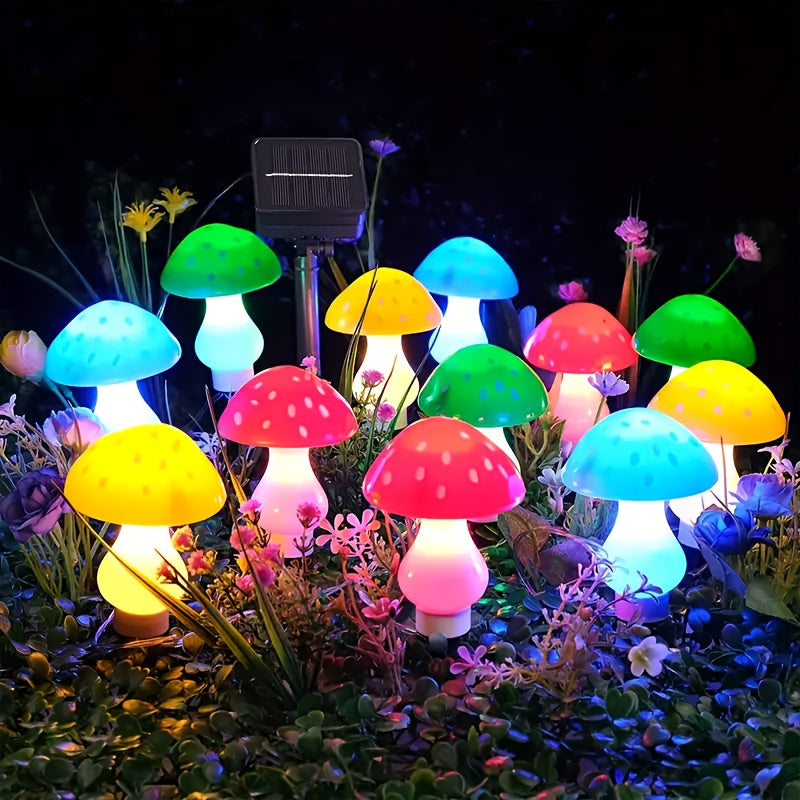 8 luces solares para jardín en forma de hongo, 8 modos de iluminación, IP44, luces de montón de hongos de plástico, para patio, jardín, camino, cementerio, Navidad, Acción de Gracias, regalo de Año Nuevo, luces de cuerda para exteriores, decora tu jardín