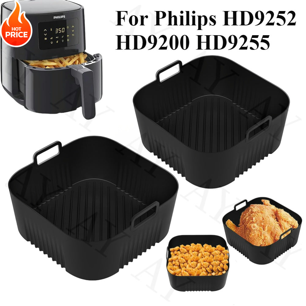 Bandejas de silicona para hornear para freidoras de aire, compatibles con los modelos Philips HD9252, HD9200 y HD9255, con una superficie antiadherente para facilitar la limpieza en freidoras de aire, hornos y microondas.