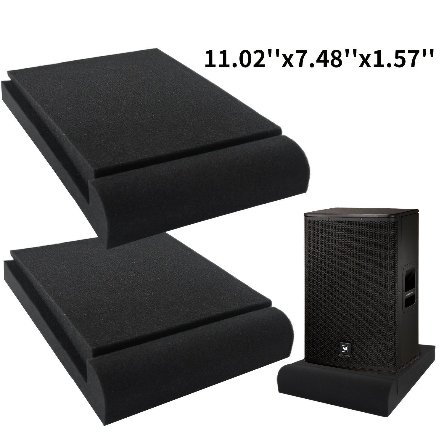 2 Pares de Almohadillas Aislantes para Altavoces de Alta Densidad - Espuma Negra para Estudio de Grabación Acústica con Absorción de Vibraciones, 27.99cm x 19.0cm x 3.99cm para Mejora del Sonido y Aislamiento de Subwoofers, Paneles Insonorizados