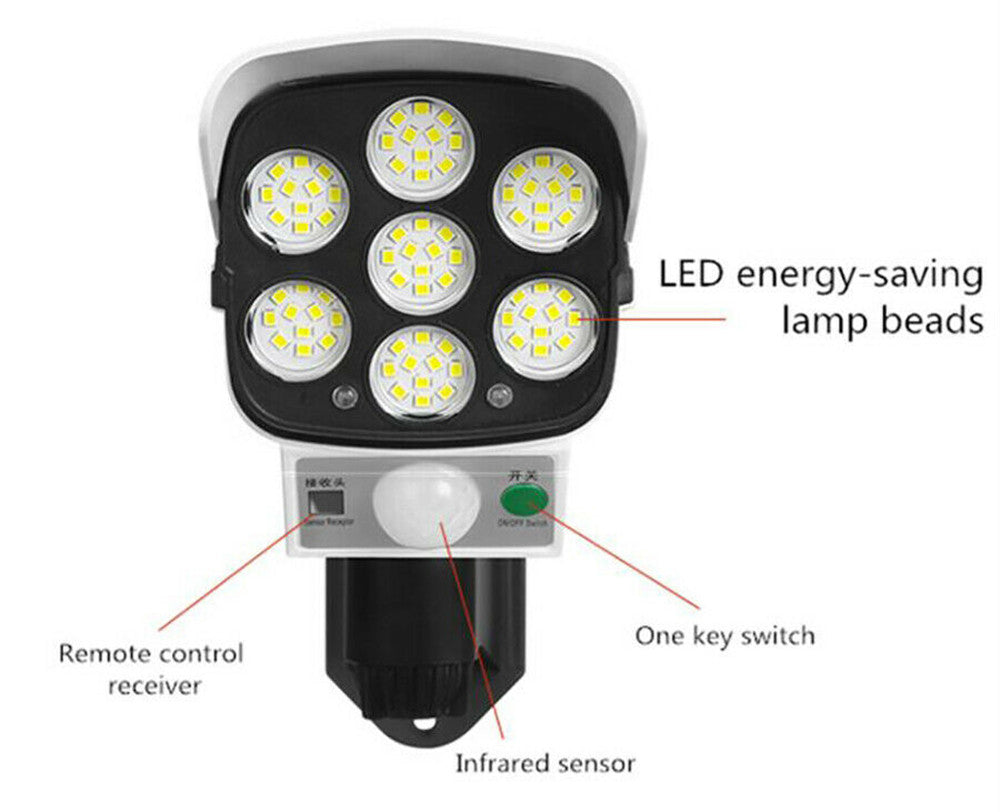 Lampara Luz Led Patio Jardin Control Remoto Reflector Solar Color Blanco