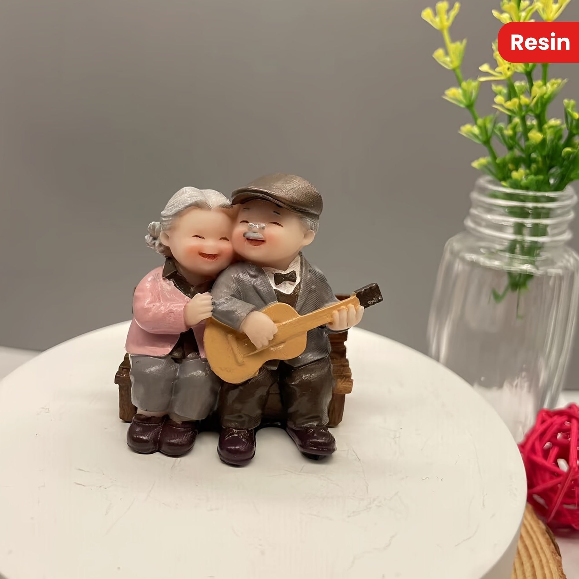 Encantadora Figura de Resina de Pareja Anciana - Perfecta para Decoración de Hogar, Oficina o Dormitorio | Regalo Ideal para San Valentín y Aniversario, Decoración de Figuras para el Hogar