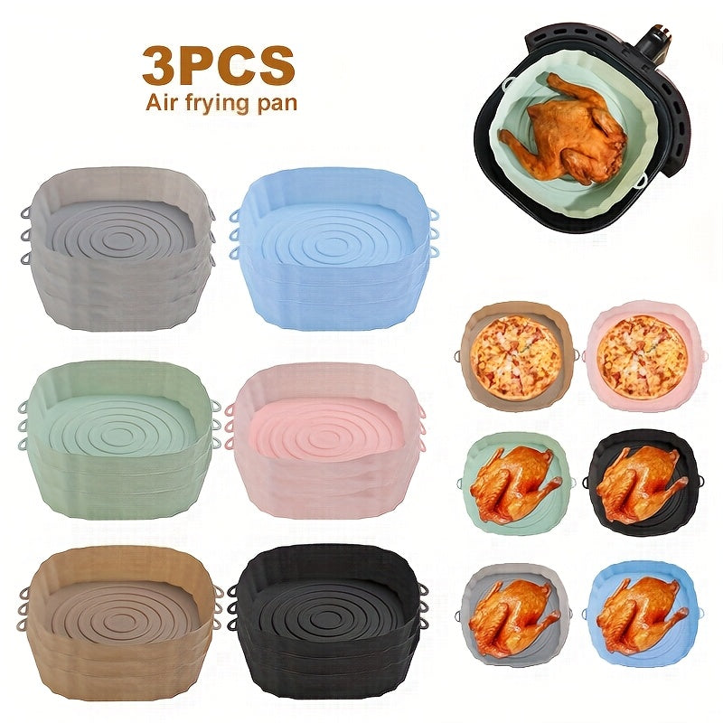 3 piezas de forros de silicona para freidora de aire, reutilizables, 18.01 cm, para freidora de aire, horno, cocina