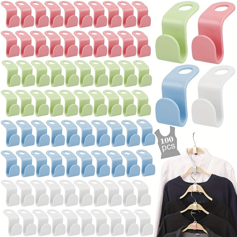 100pcs Conectores De Perchas Para Ropa, Ganchos Mágicos Para Perchas, Ganchos De Conexión En Cascada De Alta Resistencia, Clips Extensores De Perchas Ahorradores De Espacio Para Ropa Para Organizar El Armario