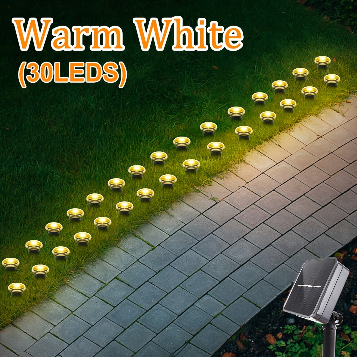 Luces Solares para Jardín: 15/30 LED, 4.82/7.8 metros, Material Plástico, 8 Modos, Impermeable, Carga Solar, Adecuadas para Césped, Villa, Calle, Caravana, Casa, Jardín, Ideal para Fiestas, Bodas, Cumpleaños y Festividades IP65 Tira de Luz Exterior