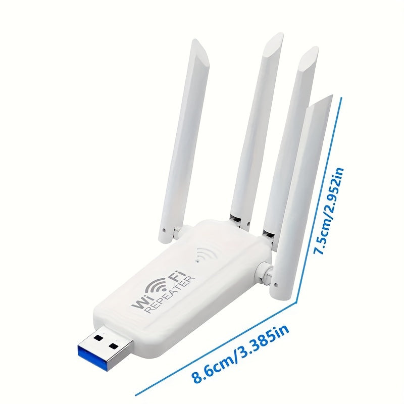 Repetidor de señal WiFi USB OEKE-1 con 4 antenas - Extensor inalámbrico 2.4GHz, velocidad de datos de 300 Mbps, señal superadora de 2.4G, conexión directa SSID, ideal para uso en hogar y oficina, accesorio de Wi-Fi para oficina | Diseño elegante negro |