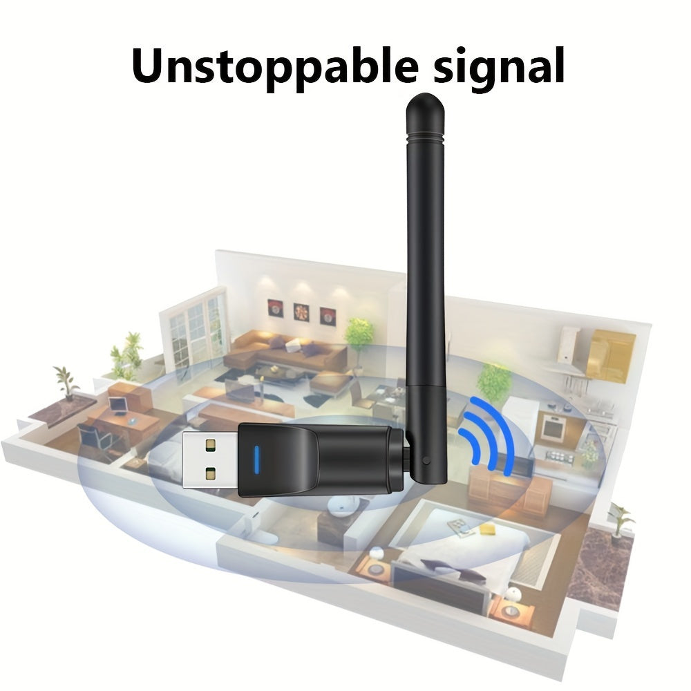 Adaptador WiFi Mini USB de 150Mbps - Transmisor sin varillas para Redes en PC y Portátil - Tarjeta Receptora WiFi de 2.4GHz con Configuración Fácil y Diseño Compacto para Decodificador de IPTV