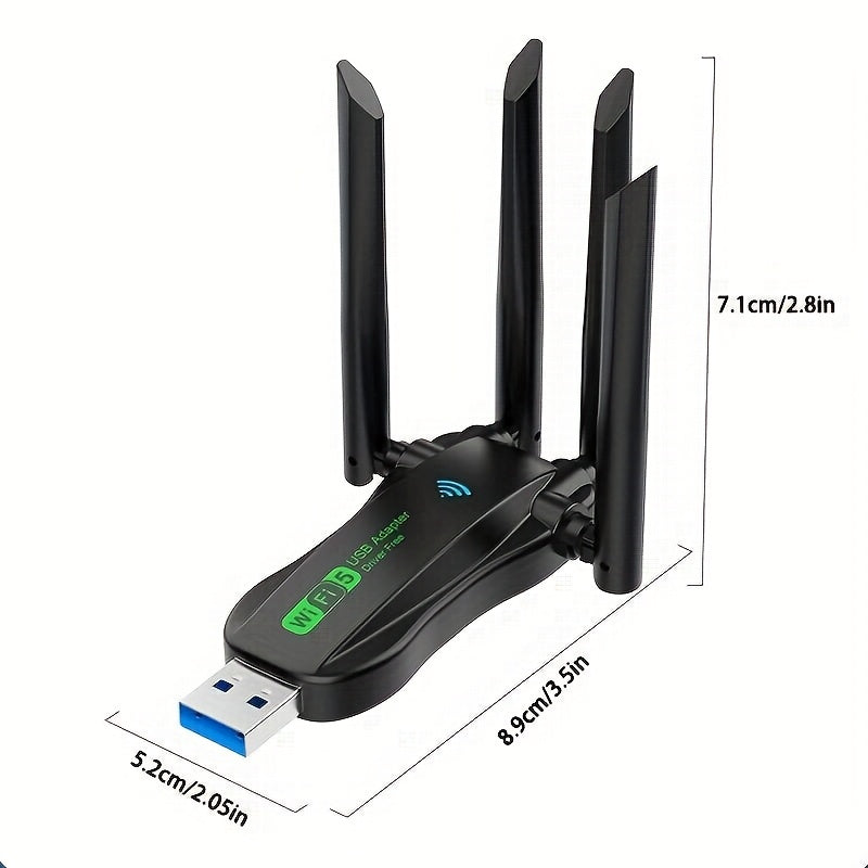 Adaptador sin varillas USB WiFi de Doble Banda 1300Mbps 5.8G/2.4G - Sin Necesidad de Controladores, Conectar y Listo, Alta Velocidad Simultánea en Doble Banda, Conexión Estable sin Interferencias con Ruteadores/Módemos Wi-Fi para PC Portátil/Escritorio,