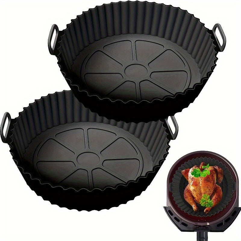2 unidades de Ollas de Silicona Reutilizables para Freidora de Aire - Antiadherentes, Fáciles de Limpiar, Líneas para Ninja, Tower, COSORI - Esenciales de Cocina de Reemplazo para Papel de Horno Desechable