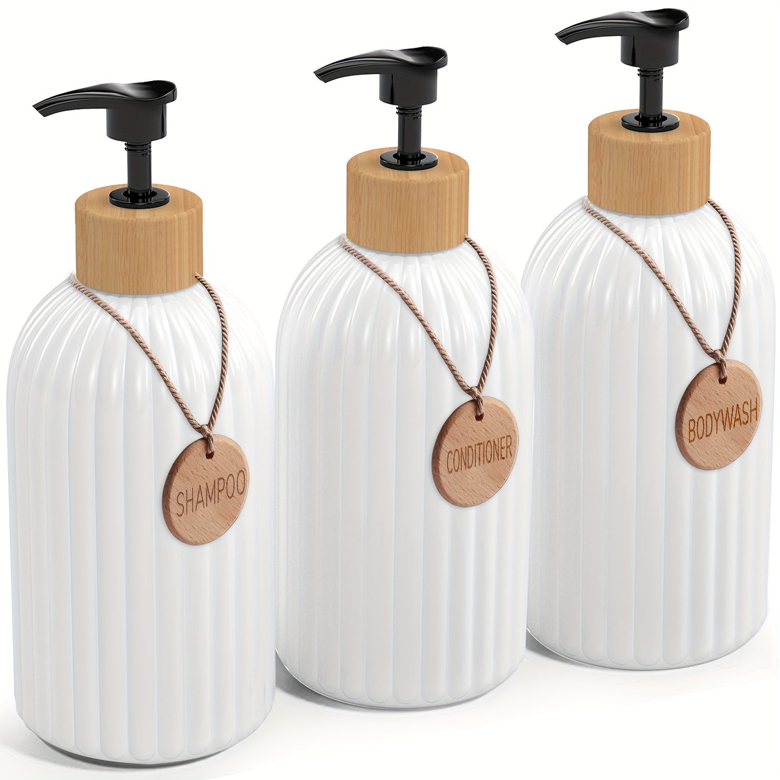 3 Piezas, Dispensadores De Jabón De 16.91 Oz Con Etiqueta, Dispensador De Loción, Dispensadores De Jabón De Ducha Vacíos Con Bomba, Para Champú, Gel De Baño, Acondicionador, Artículos De Baño, Organizadores De Baño