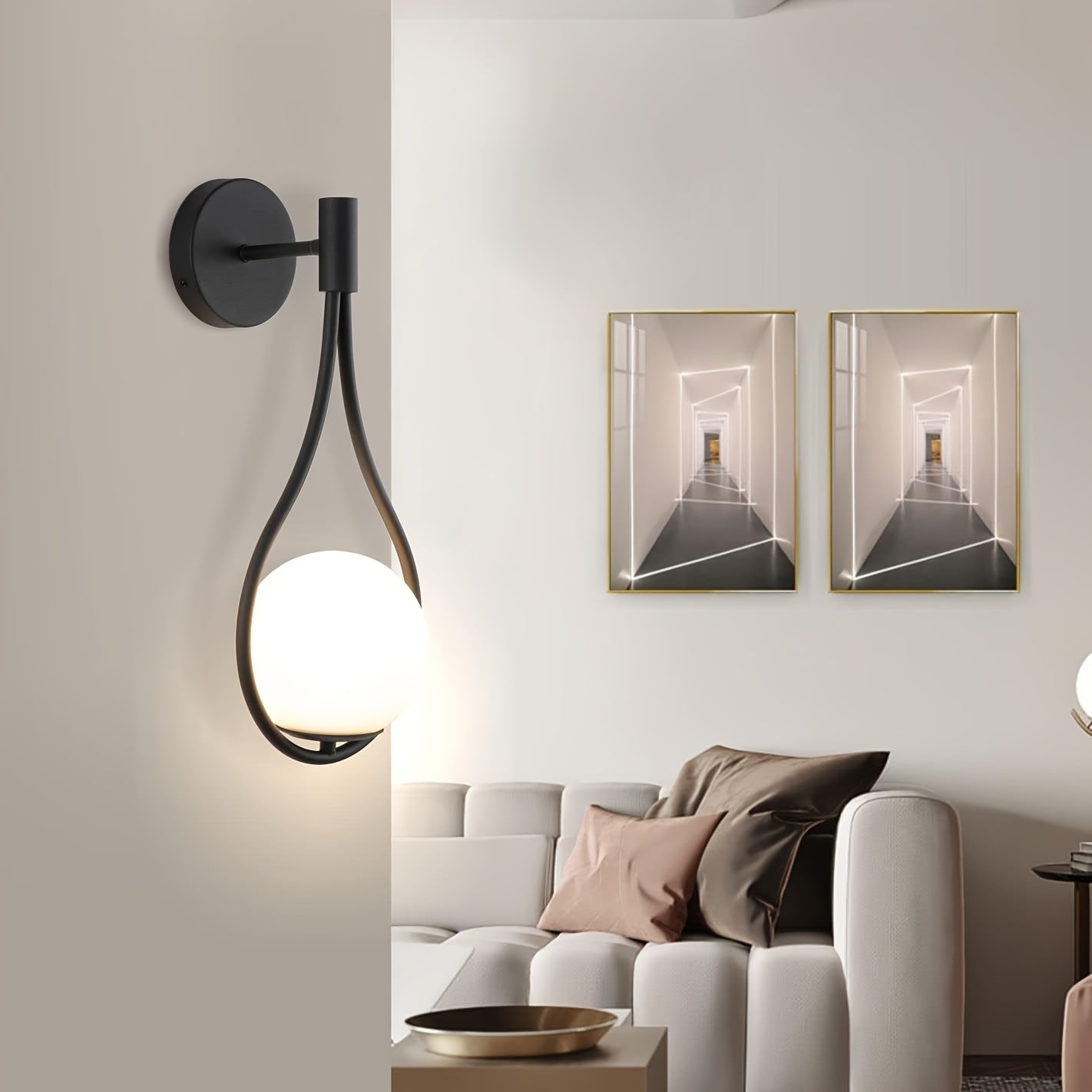 1pc Aplique de Pared Orbe, Diseño Moderno Lágrima de Medio Siglo para Pared, Aplique de Pared Cepillado Luz Lavadora para Salón y Mesita de Noche, Compatible con Base E26/27 (Bombilla no Incluida)