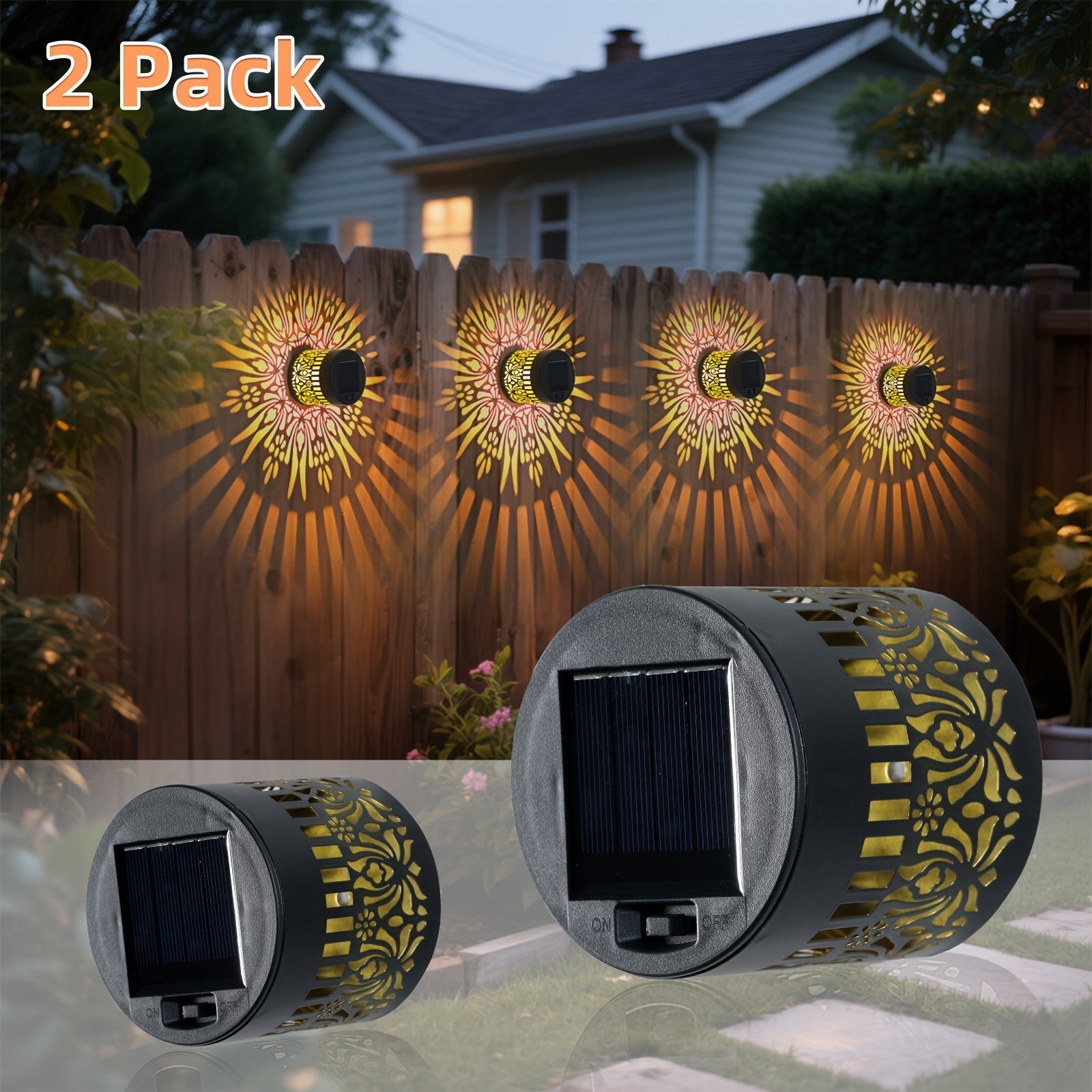Juego de 2 Faroles Solares para Exteriores - Luces Metálicas IP65 para Paredes, Iluminación Redonda y Brillante con Encendido Automático al Anochecer, Diseño Vintage para Patio o Jardín, Ideal para Puertas y Caminos (IP65)