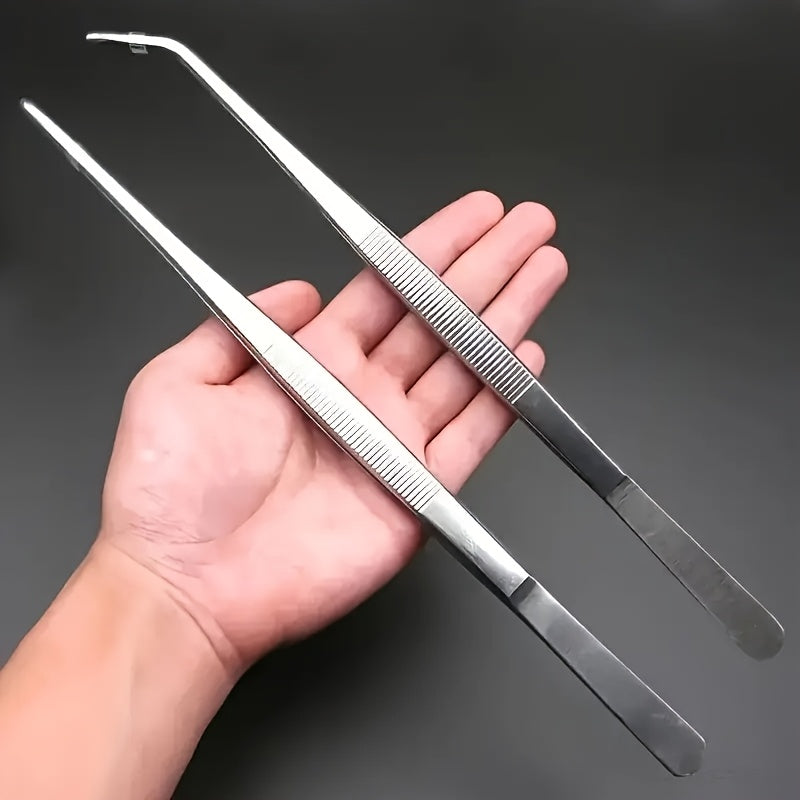 2 Piezas de Pinzas de Acero Inoxidable Extendidas - Puntas Precisas y Curvas para Jardinería, Arte del Té, Paisajismo Acuático, Plantas Suculentas - Empuñadura Antideslizante para Aficionados y Profesionales, Uso en Casa u Oficina - Construcción Duradera