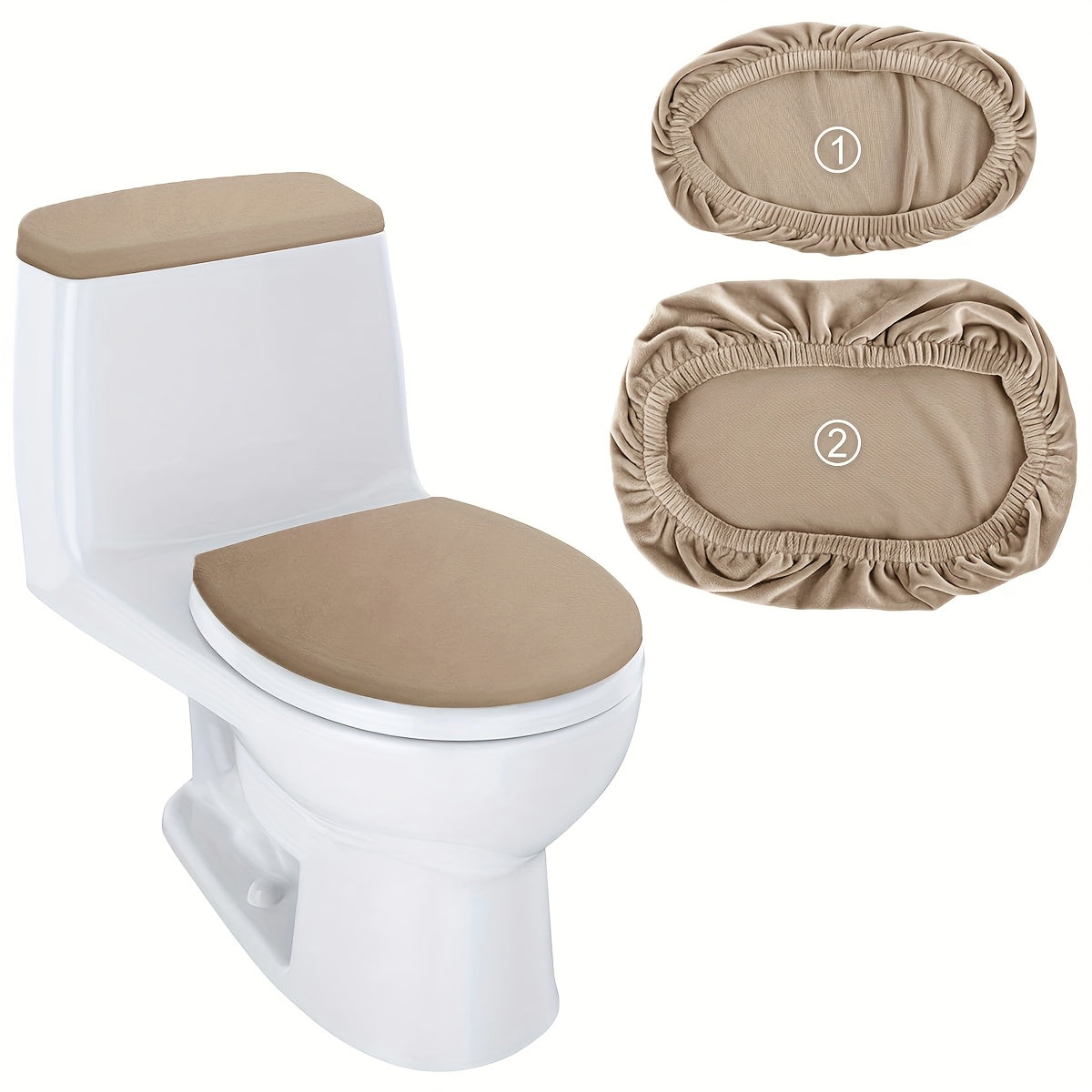 2 fundas elásticas para asiento de baño de piel de zorro plateado - Suaves, lavables de poliéster, antipolvo para tapa y tanque, fácil instalación, decoración de baño | Accesorio moderno para baño | Textura tejida