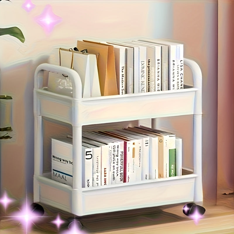 Carro móvil multiusos de gran capacidad con 4 ruedas - Organizador de almacenamiento de 2 niveles, estructura plástica resistente, superficie fácil de limpiar - Organizador de cocina, baño, oficina y dormitorio que ahorra espacio - Carro de almacenamient