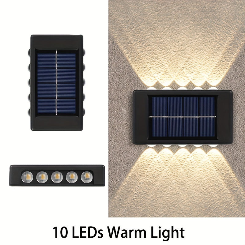 6 u 8 piezas, lámpara solar para jardín con 10 LEDs, luz guía para cercas, iluminación para porche, lámpara pequeña de pared, espejo convexo luminoso superior e inferior, ideal para jardín, patio o terraza