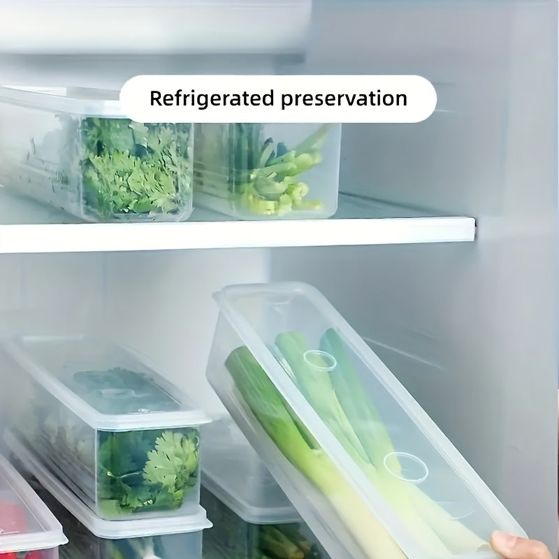 4 recipientes plásticos FreshFit para almacenar alimentos con tapa - Reutilizables, lavables a mano, organizadores de cocina para verduras, hierbas, fideos, huevos - Sin BPA, apilables, seguros para contacto con alimentos