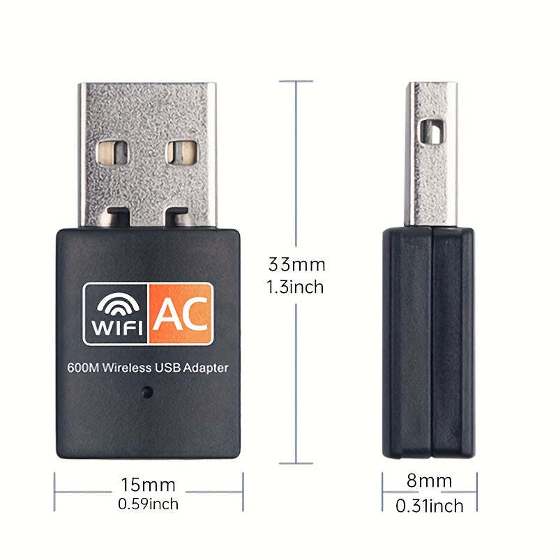 Adaptador de red WiFi de doble banda 2.4G y 5.8G Trolinktek, 600Mbps de alta velocidad, alimentado por USB, compatible con Windows/Mac, chip 8811, control por aplicación, compatible con SmartThings, accesorio de red inalámbrica | Diseño compacto y elegan