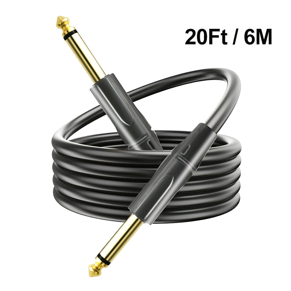 Cable de conexión para altavoz de guitarra de 6.35 mm, macho a macho, con reducción de ruido, núcleo de cobre libre de oxígeno de alta fidelidad, doble blindaje, ideal para conectar guitarras eléctricas, teclados, altavoces y micrófonos. Perfecto para re