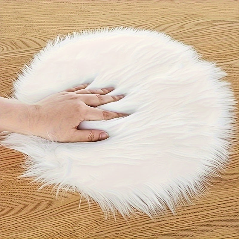Alfombra Redonda de Piel Sintética Blanca - Suave, Lavable, Ligera y Acogedora para Salón, Dormitorio o Espacios Pequeños, Alfombras para Salón