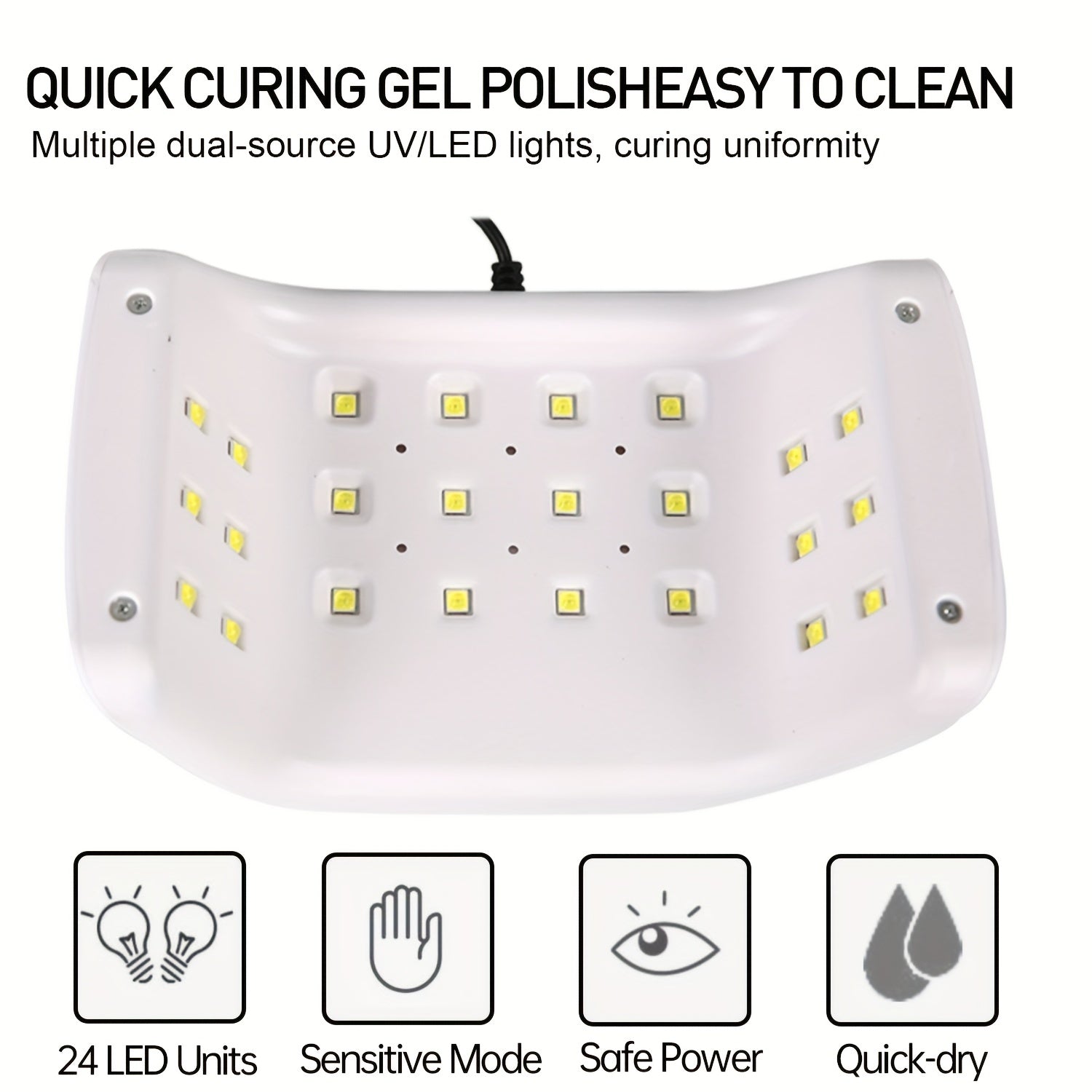 Linterna de Uñas 120W Alta Velocidad con 3 Ajustes de Temporizador, Pantalla Digital y Brillo Ajustable - Rápida para Manicura Profesional en Casa o Salón, Alimentación USB, Herramienta de Manicura | Interfaz Fácil de Usar | Acabado Blanco Brillante, Sum