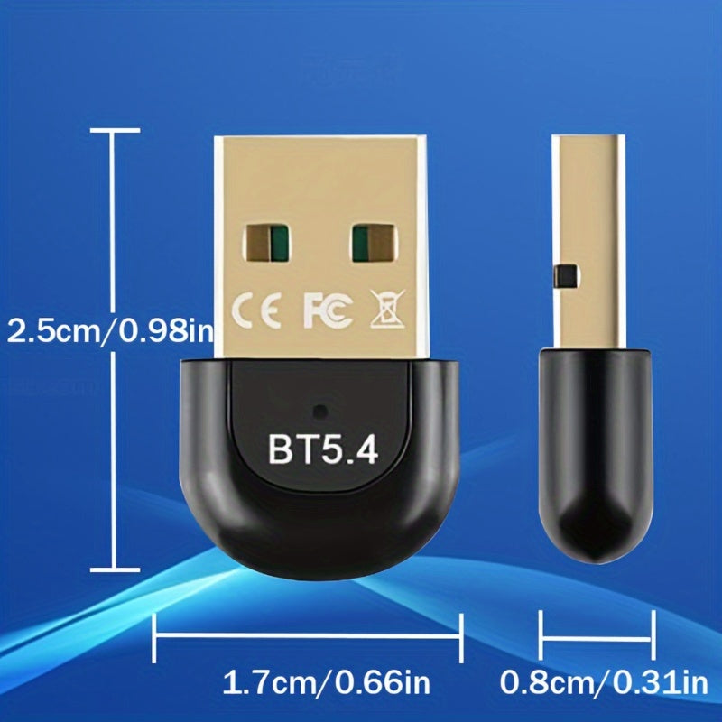 Adaptador inalámbrico USB 5.4 para PC de escritorio, compatible con Windows 11/10/8.1, Mini Dongle inalámbrico 5.4+EDR Receptor y transmisor, compatible automáticamente con versiones anteriores de 5.3/5.1/5.0/4.2/4.1/4.0 y otras versiones del dispositivo
