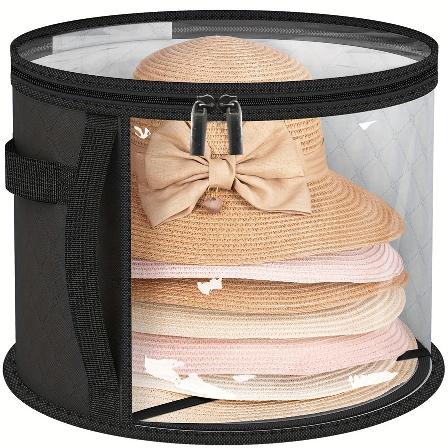 Caja de almacenamiento para sombreros extra grande, organizador de plástico resistente para sombreros de vaquero, playa y sol, liviana, resistente a manchas, con ventana transparente, cierres dobles, asas reforzadas, ideal para ropa, juguetes, accesorios