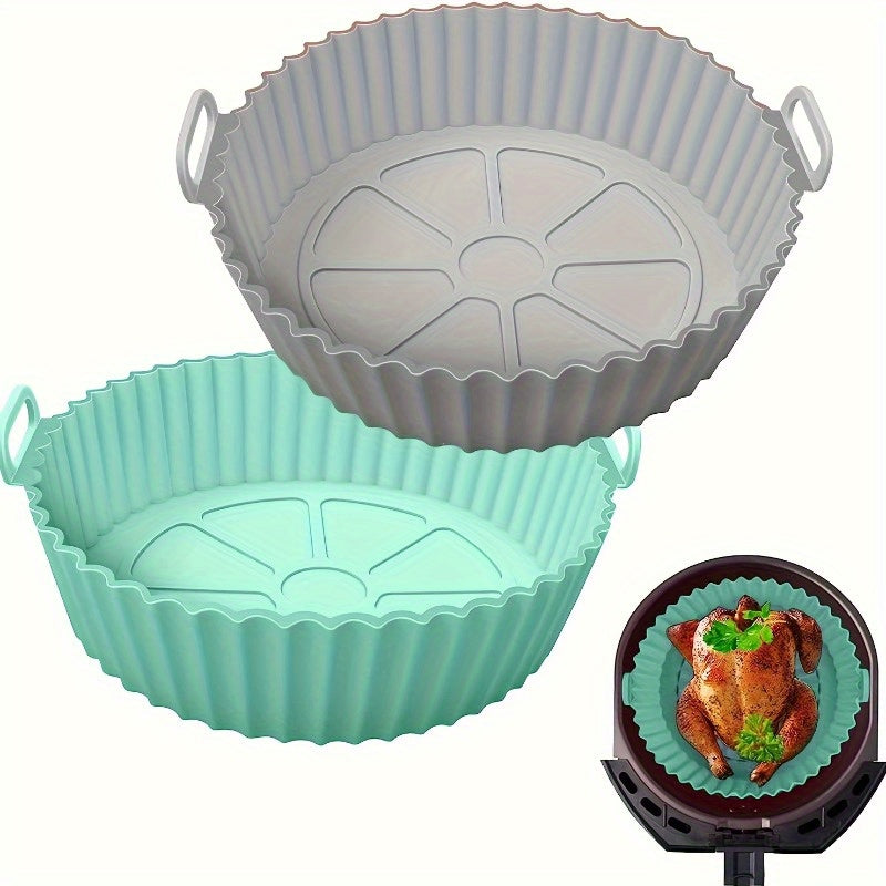 2 unidades de Ollas de Silicona Reutilizables para Freidora de Aire - Antiadherentes, Fáciles de Limpiar, Líneas para Ninja, Tower, COSORI - Esenciales de Cocina de Reemplazo para Papel de Horno Desechable