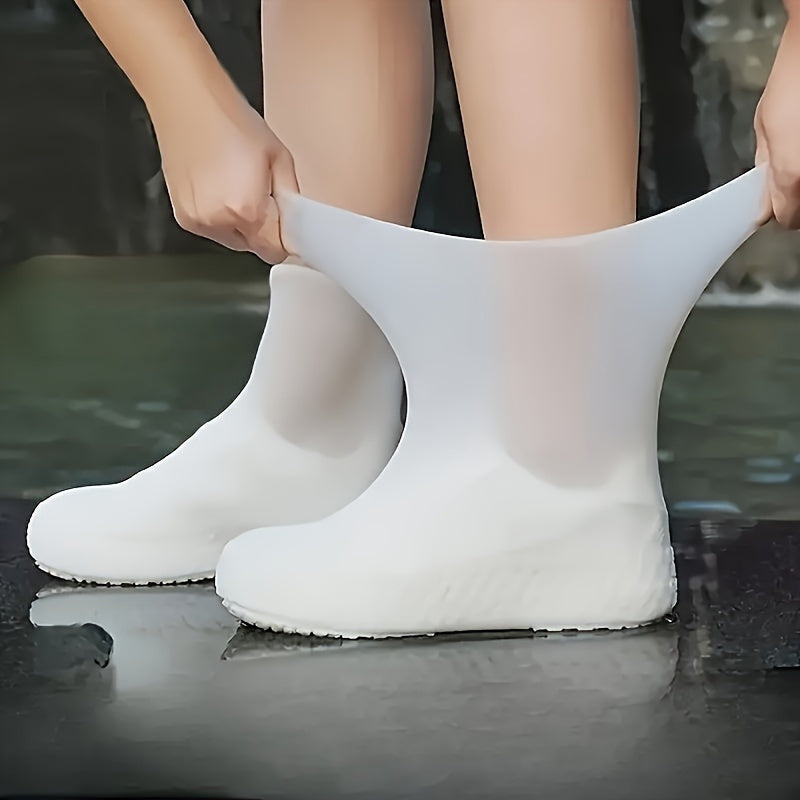 Un par de cubrezapatos de silicona - Impermeables y antilluvia, reutilizables y antideslizantes, aptos para hombres y mujeres, duraderos, elásticos y fáciles de limpiar