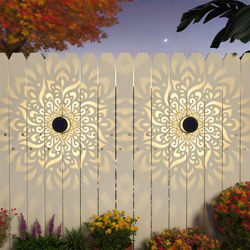 2 Piezas de Luces Solares FACHOI para Exteriores, IP65 Impermeables con Encendido/Apagado Automático, Diseños Arquitectónicos Vintage Modernos, LED Amarillo Cálido para Jardín, Patio, Balcón, Villa y Puerta - Iluminación Energaeficiente para Paisajes, In