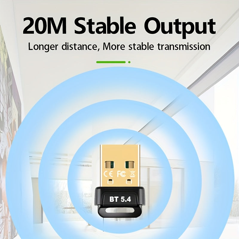 Adaptador sin varillas USB 5.4 Ultra Mini con Diseño de Gancho Colgante, Plug & Play para Win8.1-11 (Sin Controladores Requeridos), Compatible con Sistemas Win7, Soporta Hasta 7 Dispositivos Simultáneamente (Portátiles/Auriculares/Altavoces/Mouse/Tableta