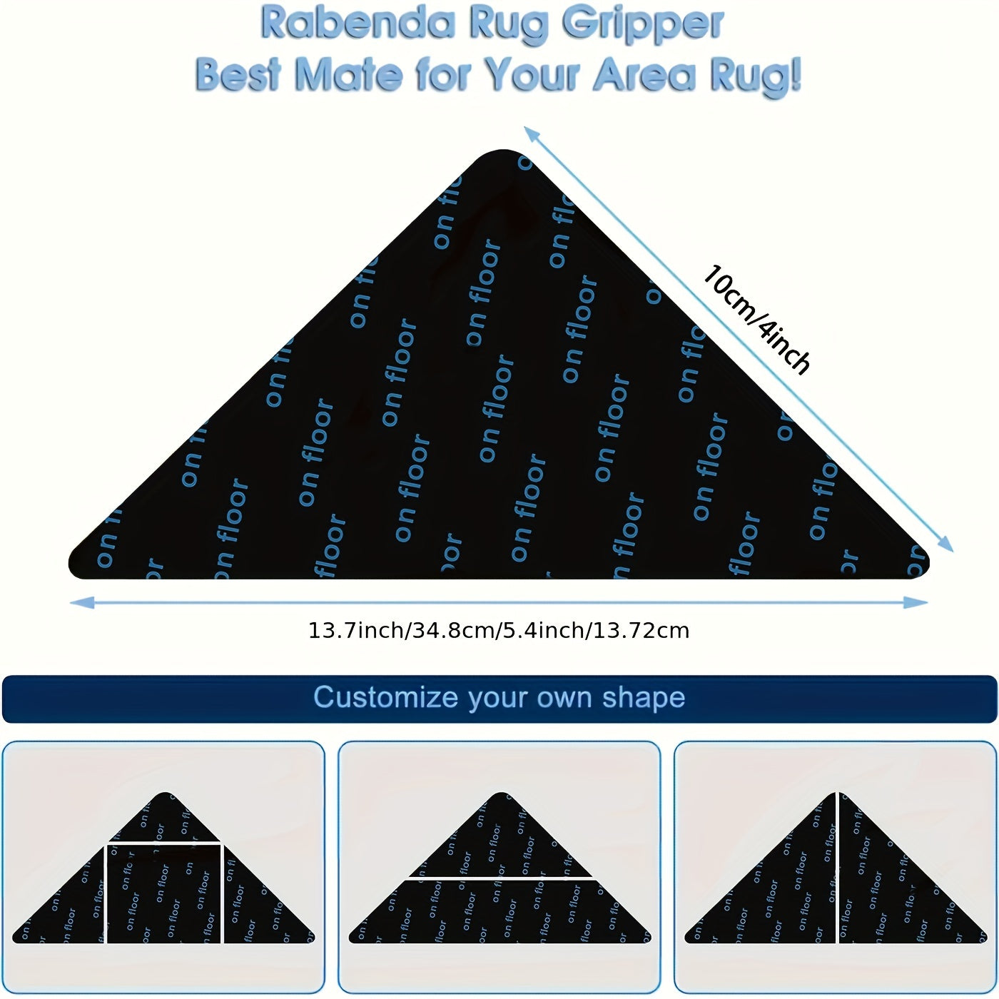 4/8/12 pzas Pinzas para alfombras, almohadillas antideslizantes para alfombras para pisos de madera dura y azulejos, cinta de alfombra reutilizable y lavable para alfombras de salas de estar, almohadilla adhesiva de doble cara para alfombra que mantiene