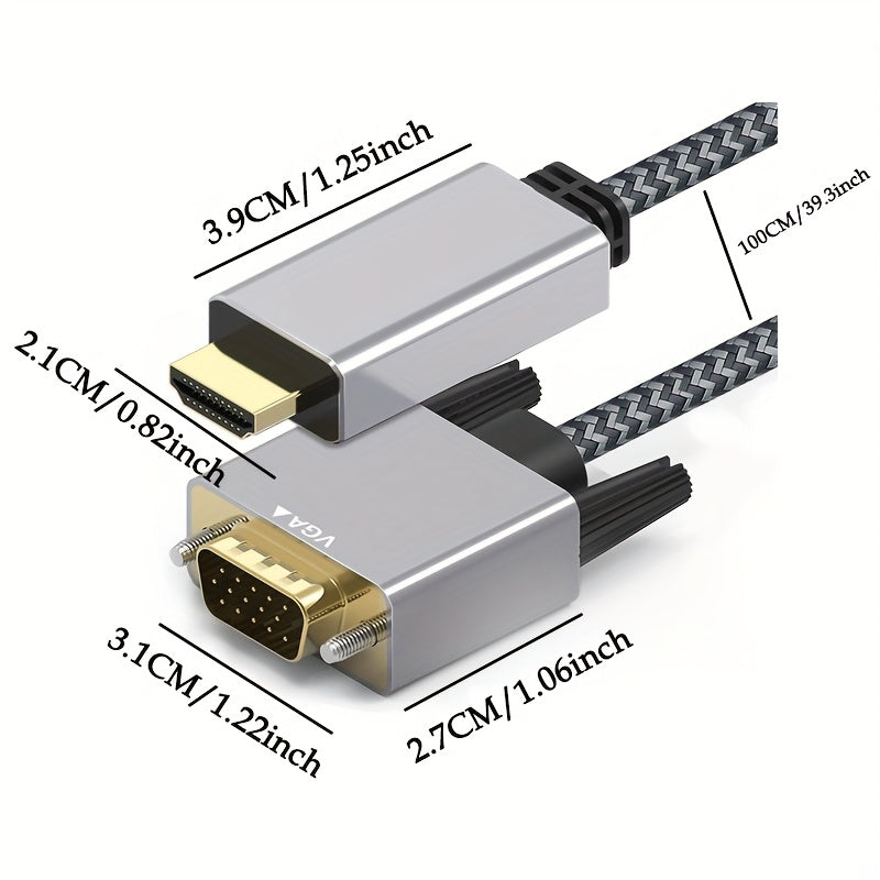 Cable de VGA a HDTV, unidireccional, de computadora a monitor de VGA (masculino a masculino) compatible con computadora, escritorio, portátil, PC, monitor, proyector, HDTV, Roku, Xbox.