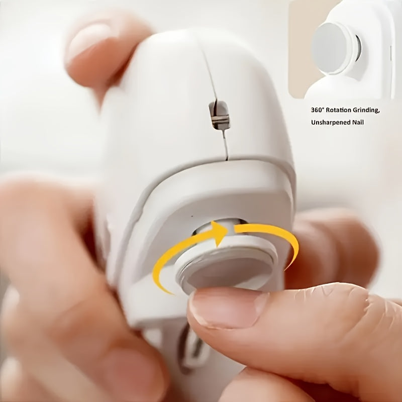 2 en 1 cortador de uñas eléctrico y pulidor - Recargable por USB con luz, herramienta multifuncional para el cuidado de las uñas para uso en casa y salón, diseño seguro, sin olores y portátil - Ideal regalo de San Valentín, suministros para el cuidado de