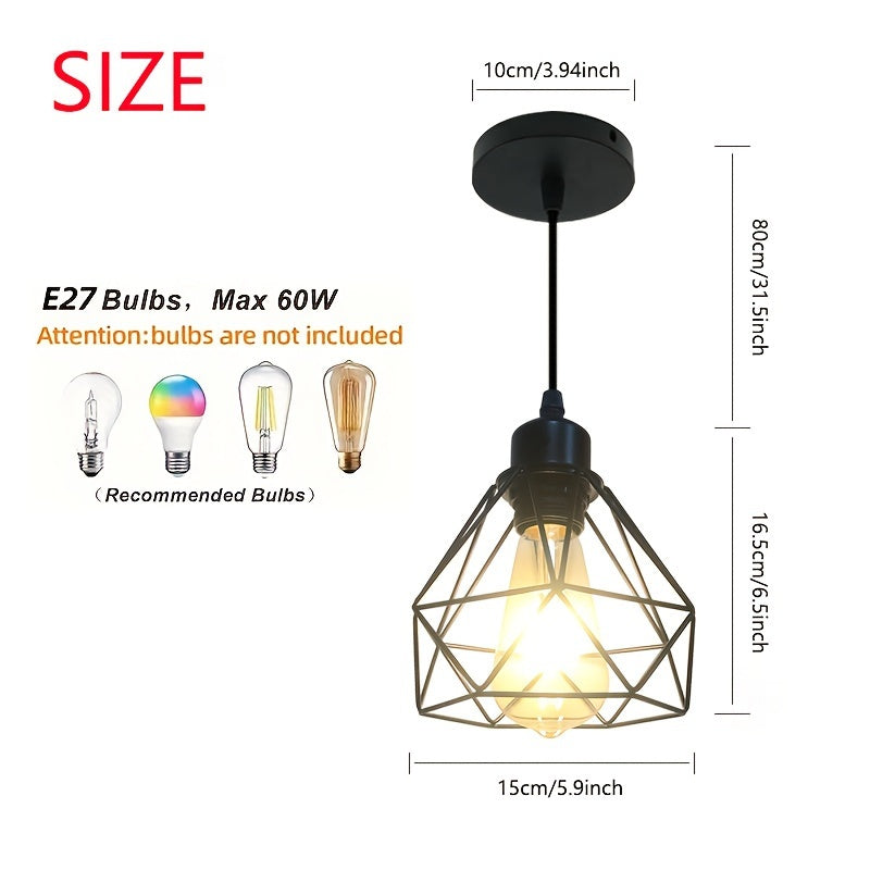 Lámpara colgante estilo nórdico moderno y minimalista, base para foco E27, de hierro fundido, para comedor, bar, cocina, pasillo, entrada o habitación, instalación semiempotrada, acabado pintado, sin foco incluido, 1 unidad